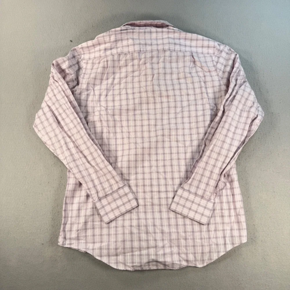 VTG Banana Republic Mens Classic Fit Plaid Button Down Shirt Pink Purple Small S